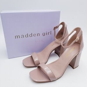 Madden Girl‎ STAR Block Heel Platform Sandal Ankle Strap Square Toe Pink Size 10